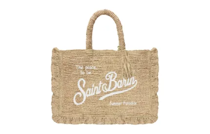 Borsa a Mano Piccola con Tracolla Mc2 Saint Barth Beige art. Raffia Volant Mini 11 Emb