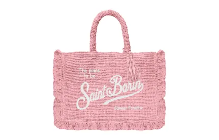 Borsa a Mano Piccola con Tracolla Mc2 Saint Barth Rosa art. Raffia Volant Mini 21 Emb
