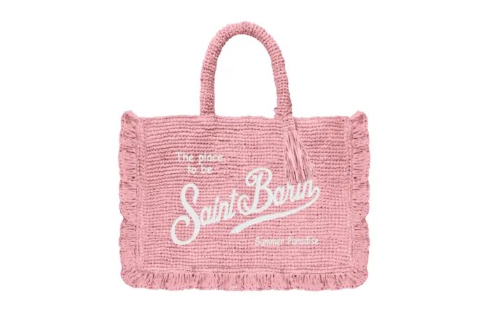 Borsa a Mano Piccola con Tracolla Mc2 Saint Barth Rosa art. Raffia Volant Mini 21 Emb, foto 1 di 1