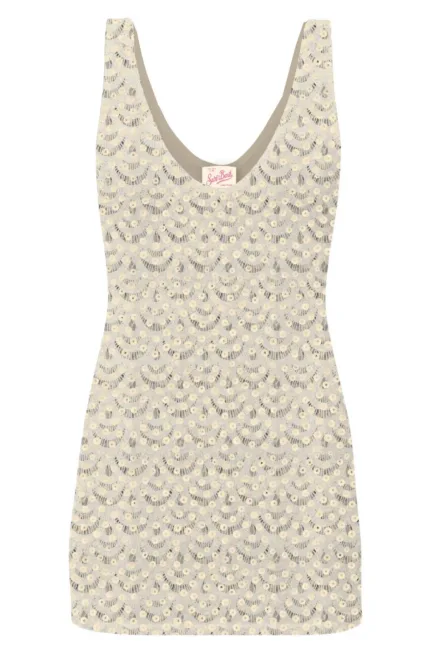 Top Mc2 Saint Barth Avorio art. Raya Crochet Shell Paillettes 10