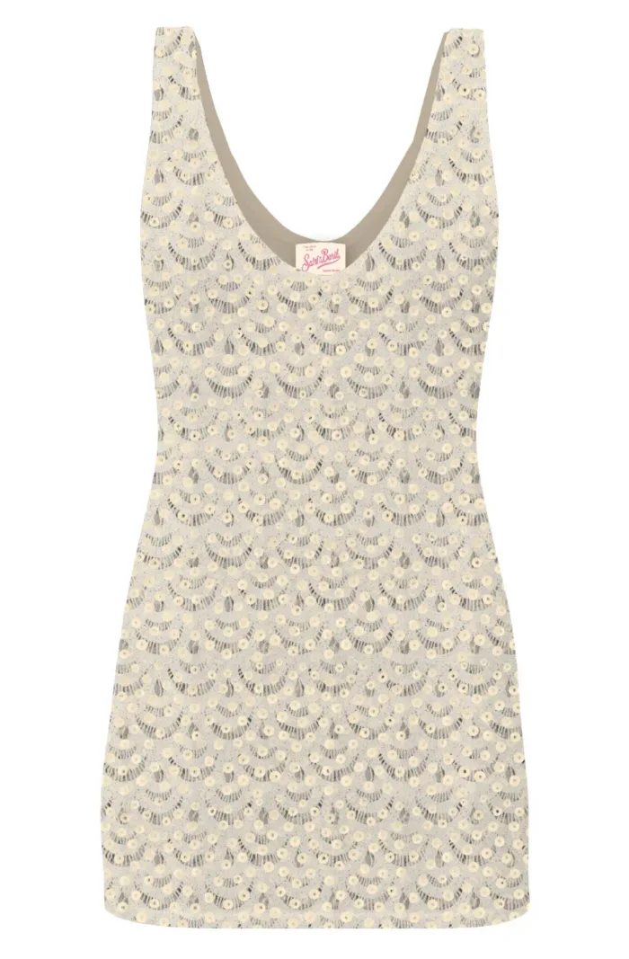 Top Mc2 Saint Barth Avorio art. Raya Crochet Shell Paillettes 10, foto 1 di 1