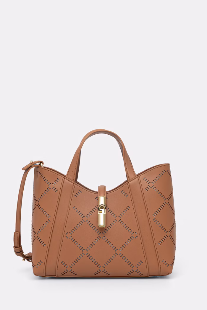 Borsa A Mano Media con Tracolla Furla In Pelle Traforata color Cammello art. Furla Goccia WB01789-BX3947, foto 1 di 4