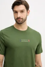 T-shirt Uomo Tommy Hilfiger Regular fit Verde Militare in Cotone con Logo Frontale cod MW0MW41453 L01 - immagine 4