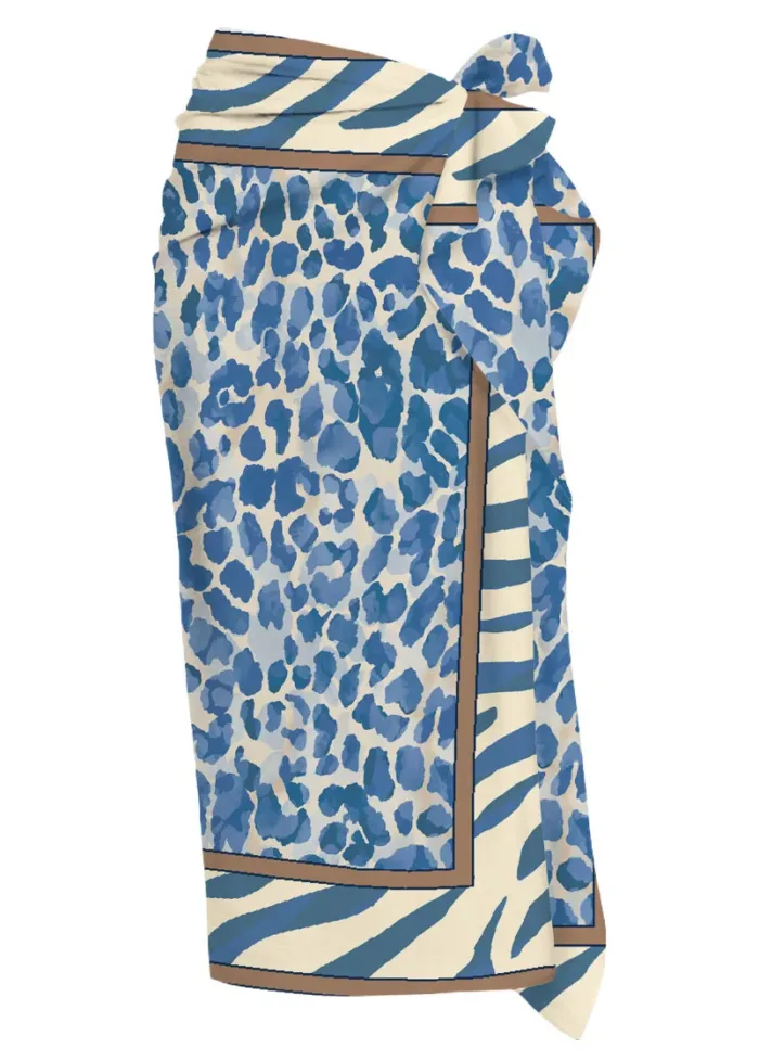 Pareo Mc2 Saint Barth Fantasia Maculata Blu art. Thaiti Silk Voile Blue Safari 1036, foto 1 di 1