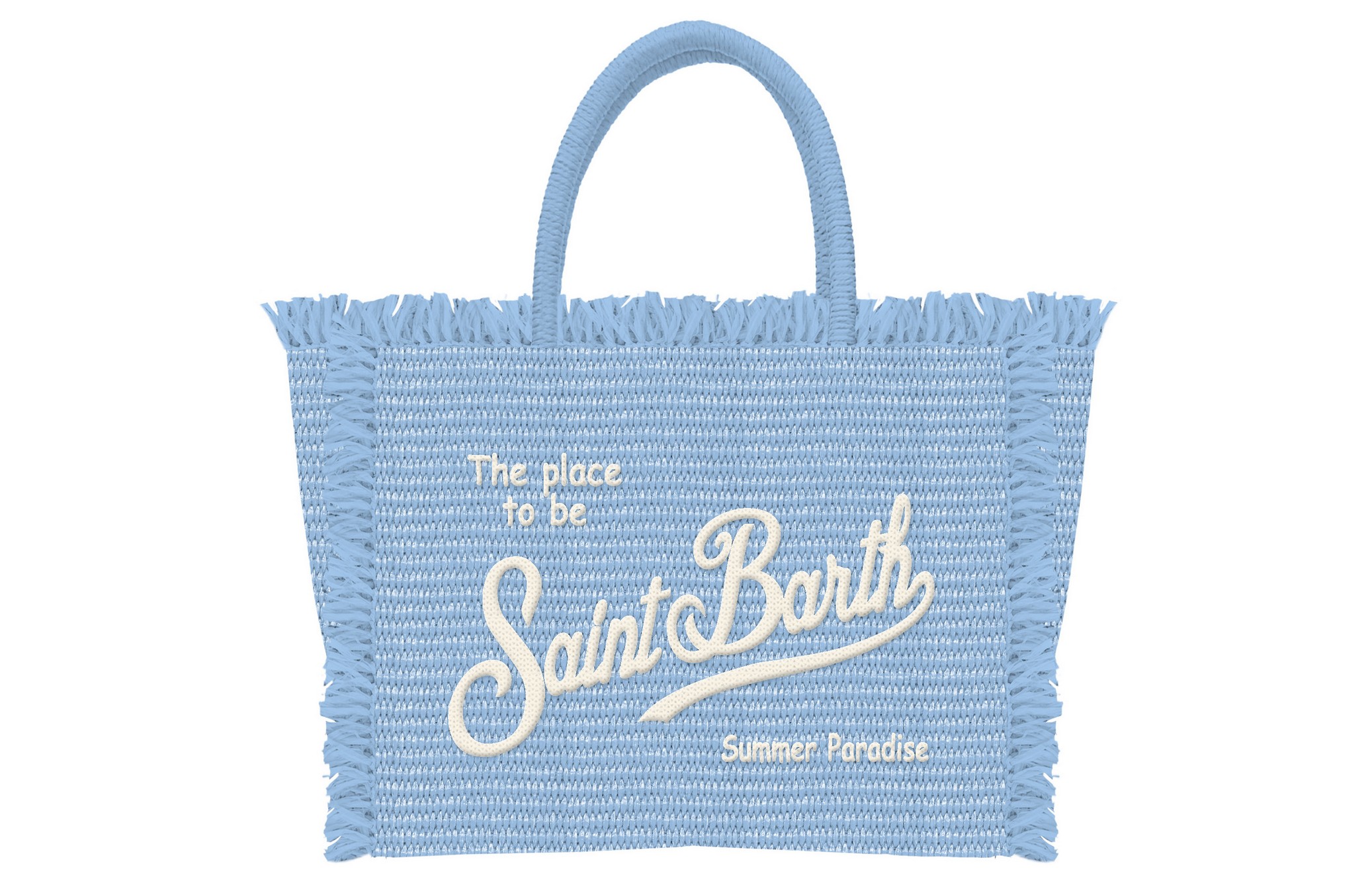 VANITY MINI STRAW N_31 EMB Borsa a Mano Piccola con Tracolla Mc2 Saint Barth Azzurro art. Vanity Mini Straw N 31 Emb - immagine 1
