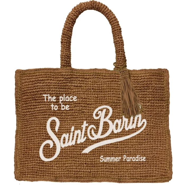 Borsa a Mano Grande Mc2 Saint Barth in Rafia Marrone art. Vanity Raffia 19 EMB, foto 1 di 1