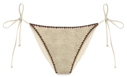 Slip Mutanda Mc2 Saint Barth Avorio con Bordino Marrone art. Virgo WS Crinkle 11 Emb