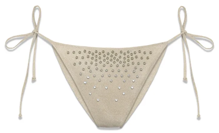 Slip Mutanda Mc2 Saint Barth Oro art. Virgo Shiny Strass Waterfall Gold, foto 1 di 1