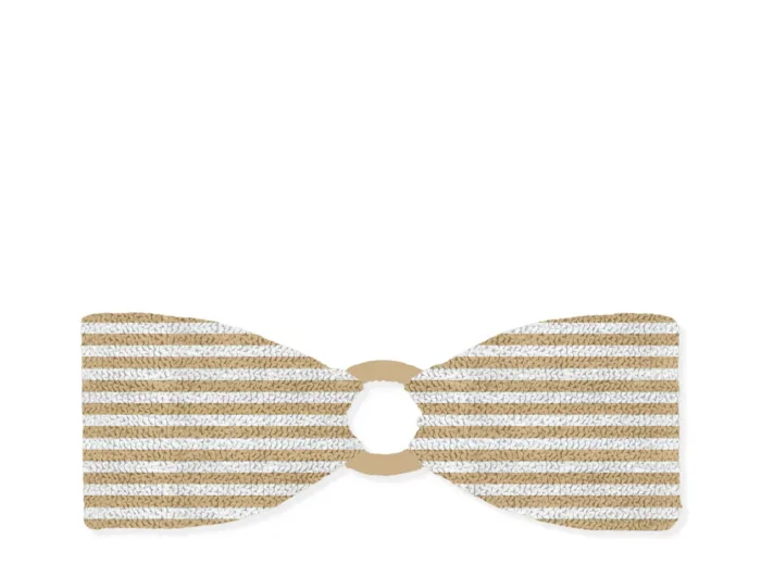 Fascia Mc2 Saint Barth Righe Bianche e Beige art. Yulia W Crinkle Stripes 11 Ring, foto 1 di 1