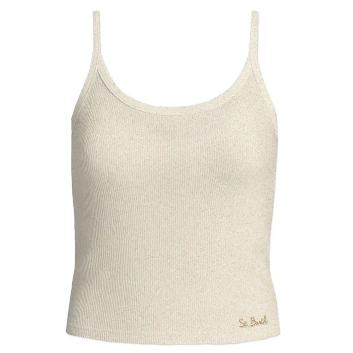 Top Mc2 Saint Barth Oro art. Zaira Rib Lurex Sb 10 Emb, foto 1 di 1