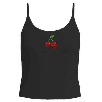 Top Mc2 Saint Barth Nero art. Zaira Rib Sb Cherry 00 Beads Emb