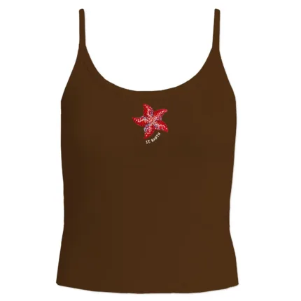 Top Mc2 Saint Barth Marrone art. Zaira Rib Sb Starfish 18 Beads Emb
