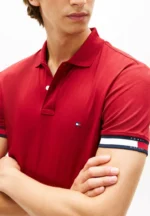 Polo Slim Fit in Maglina Cotone Uomo Tommy Hilfiger Rosso Rubino art. MW0MW42743 XIT - immagine 3