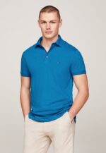 Polo Slim fit in piqué di cotone Uomo Tommy Hilfiger Blu Elettrico art. MW0MW17771 C3D
