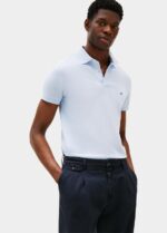 Polo Slim fit in piqué di cotone Uomo Tommy Hilfiger Celeste art. MW0MW17771 C10