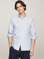 Camicia Uomo Tommy Hilfiger Oxford regular fit in Cotone a righe Blu Fondo Bianco cod MW0MW36238 0A8