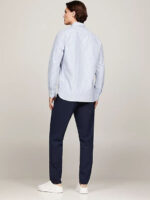 Camicia Uomo Tommy Hilfiger Oxford regular fit in Cotone a righe Blu Fondo Bianco cod MW0MW36238 0A8 - immagine 3