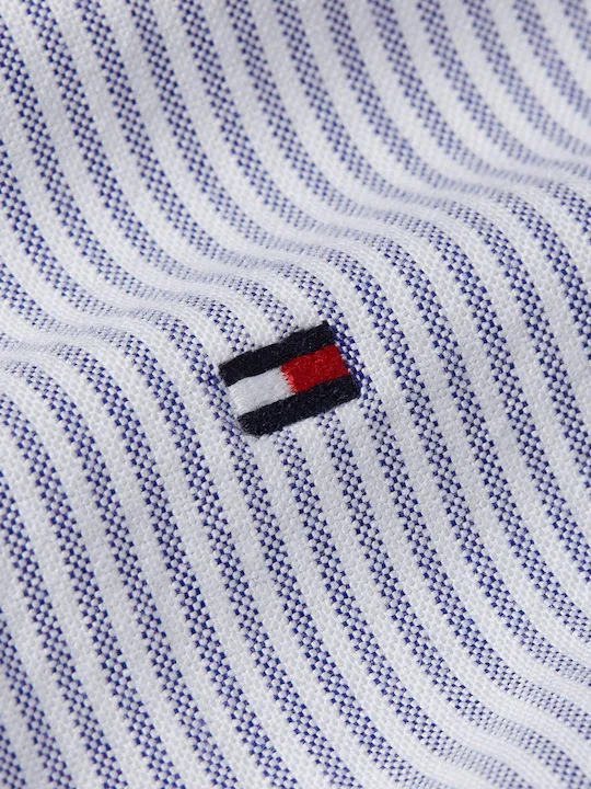 Camicia Uomo Tommy Hilfiger Oxford regular fit in Cotone a righe Blu Fondo Bianco cod MW0MW36238 0A8, foto 5 di 5
