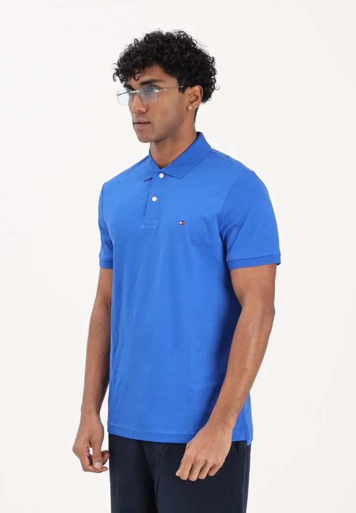 Polo Regular Fit in Maglina Cotone Uomo Tommy Hilfiger Blu Elettrico art. MW0MW39994 C7F, foto 1 di 3
