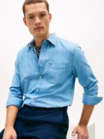 Camicia Uomo Tommy Hilfiger Regular fit in Jeans Medium Blue Indigo cod MW0MW41689 1A4 - immagine 2
