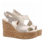 Sandali Paloma Barcelò Donna con Zeppa Intrecciata 11 cm e Plateau 4 cm in Pelle Avorio art. Aurora Calidis Off White