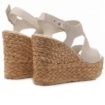 Sandali Paloma Barcelò Donna con Zeppa Intrecciata 11 cm e Plateau 4 cm in Pelle Avorio art. Aurora Calidis Off White - immagine 3