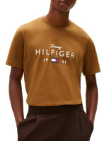 T-shirt Uomo Tommy Hilfiger Regular fit Beige Khaki in Jersey con Grafica Frontale cod MW0MW41455 GWP