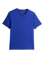 T-shirt regular fit in cotone Uomo Tommy Hilfiger Blu Elettrico con Bandierina ricamata art. MW0MW39995 C7F