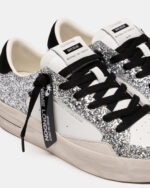 Sneaker Donna Crime London SK8 Deluxe in Pelle Bianca e Glitter Argento art. 25117II8.25 - immagine 4