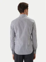 Camicia Uomo Tommy Hilfiger Slim fit in Cotone Stretch Bacchettato Bianco Blu Collo Aperto MW0MW42928 C7G - immagine 2