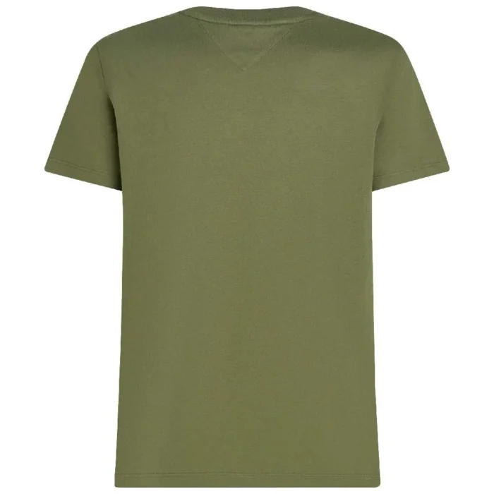 T-shirt Uomo Tommy Hilfiger Slim fit Verde Militare in Cotone con Bandierina cod MW0MW10800 PLI, foto 2 di 2