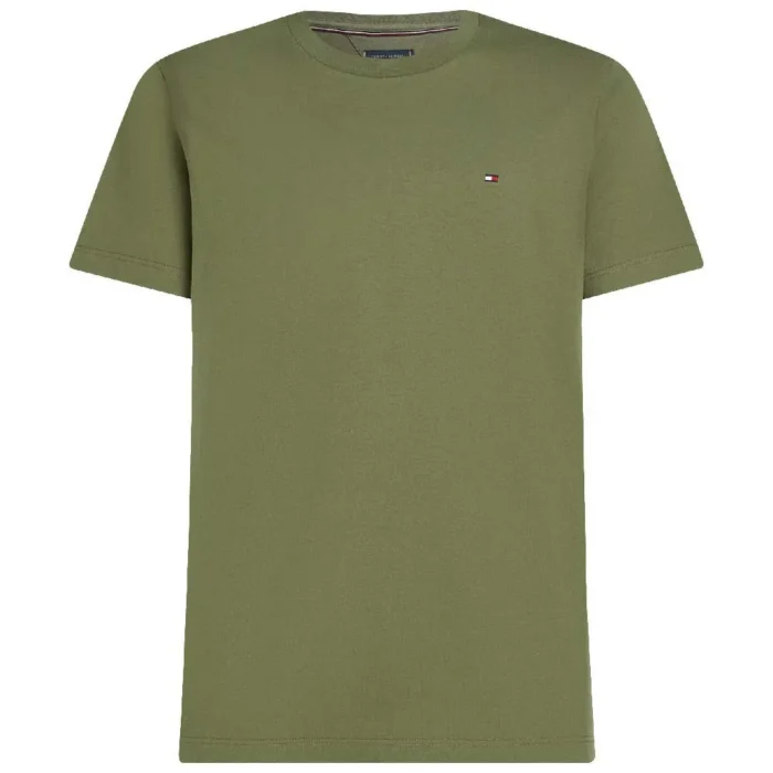 T-shirt Uomo Tommy Hilfiger Slim fit Verde Militare in Cotone con Bandierina cod MW0MW10800 PLI, foto 1 di 2