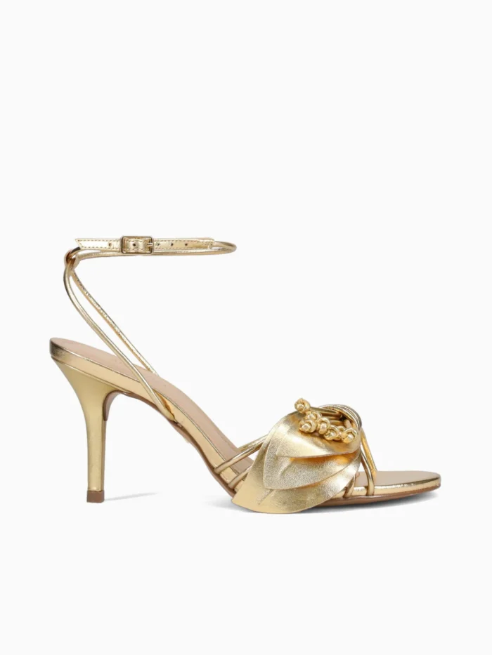 Sandalo Arezzo Viola Oro con Fiore H 9 cm art. Viola Ouro, foto 1 di 3