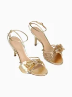 Sandalo Arezzo Viola Oro con Fiore H 9 cm art. Viola Ouro - immagine 2