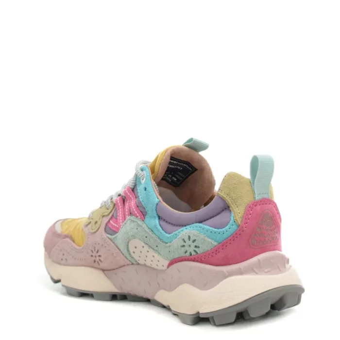 Sneakers Flower Mountain Donna in Camoscio Rosa e Nylon Giallo Ocra art. Yamano 3 Woman 1H07 Pink Ocher, foto 3 di 3