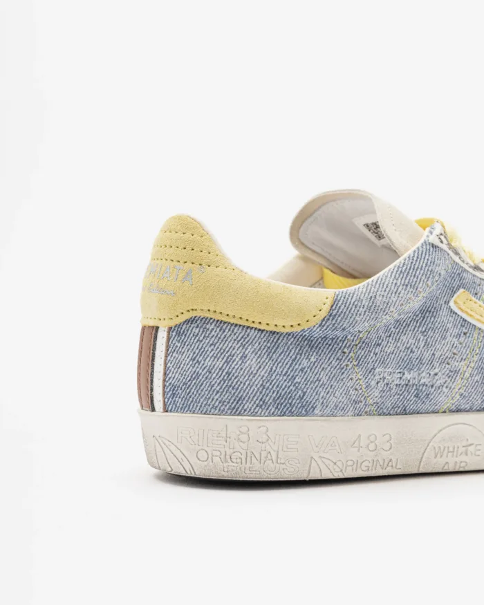 Sneakers Premiata Donna in Tessuto Jeans e Dettagli Gialli art. Stevend 8057, foto 5 di 5