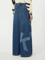 Jeans MaxMara Weekend  in denim autentico cotone blu con maxilogo centrale art. WKDVORTICE - immagine 3