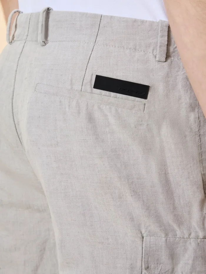 Bermuda Cargo in Lino RRD Lynco Cargo Short Pant Beige Sabbia Art. 26341 Col 86, foto 2 di 4
