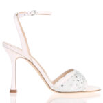 Sandalo Ninalilou in Pelle e Raso Avorio e Dettagli Strass Tacco 9 cm art. 361030M9