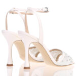 Sandalo Ninalilou in Pelle e Raso Avorio e Dettagli Strass Tacco 9 cm art. 361030M9 - immagine 3