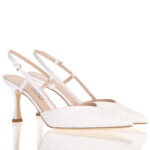 Slingback Ninalilou in raso Avorio con applicazione di perle, scollo a punta Tacco 7,5 cm art. 361243A7 - immagine 2