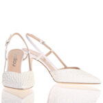 Slingback Ninalilou in raso Avorio con applicazione di perle, scollo a punta Tacco 7,5 cm art. 361243A7 - immagine 3