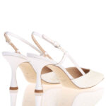 Slingback Ninalilou in raso Avorio con applicazione di perle, scollo a punta Tacco 7,5 cm art. 361243A7 - immagine 4