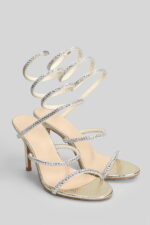 Sandalo Gioiello Twentyfourhaitch in Pelle Laminata Oro e Strass Argento Tacco 10 cm art. Zeja Oro - immagine 2
