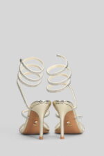 Sandalo Gioiello Twentyfourhaitch in Pelle Laminata Oro e Strass Argento Tacco 10 cm art. Zeja Oro - immagine 4