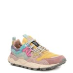 Sneakers Flower Mountain Donna in Camoscio Rosa e Nylon Giallo Ocra art. Yamano 3 Woman 1H07 Pink Ocher - immagine 2