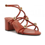 Sandalo Arezzo Terra di Siena con Applicazioni Gioiello H 6 cm art. Sandalia Orange - immagine 2