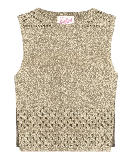 Top Mc2 Saint Barth Oro art. Aire Crochet Mesh Lurex Gold