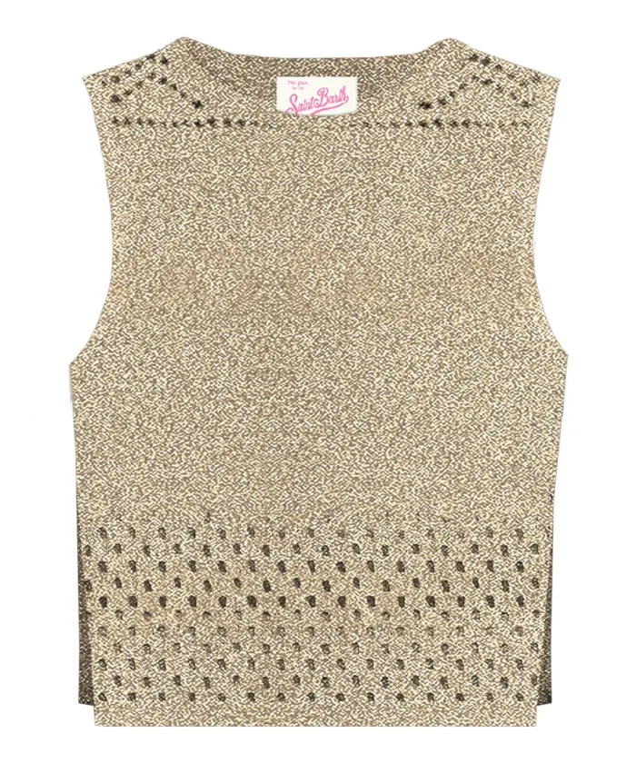 Top Mc2 Saint Barth Oro art. Aire Crochet Mesh Lurex Gold, foto 1 di 1