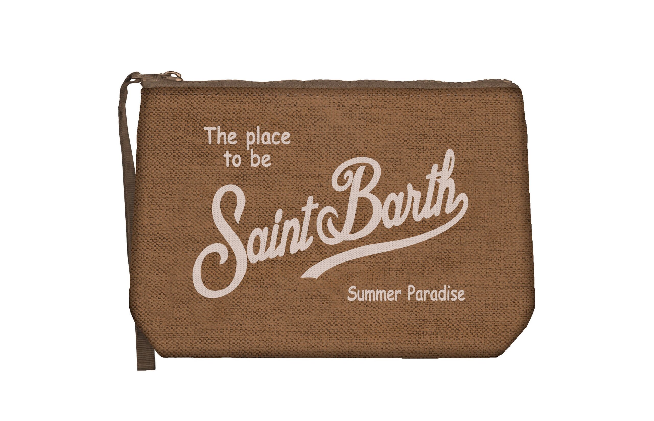 ALINE LINEN_LINEN 1811 Pochette Mc2 Saint Barth in Lino Marrone art. Aline Linen Linen 1811 - immagine 1